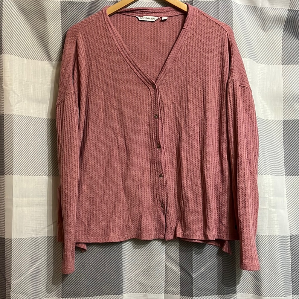 Calvin Klein Boxy Long Sleeve Cropped Shirt